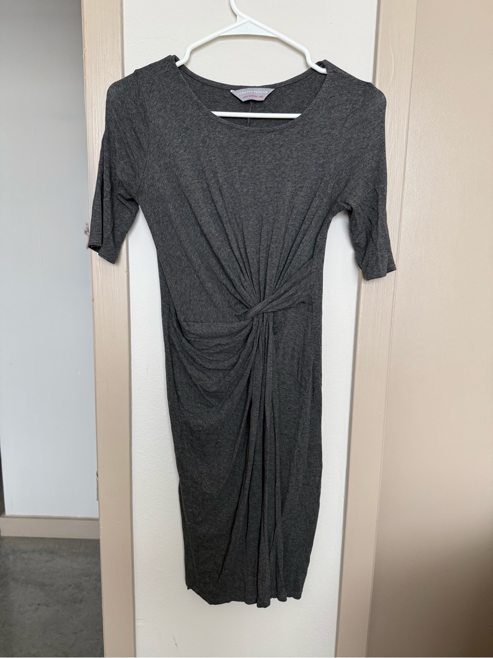 Dorothy Perkins Charcoal Twist-Detail Midi Dress